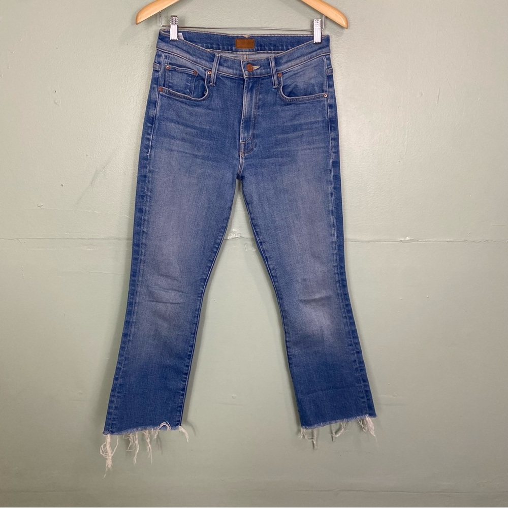 MOTHER The Insider Ankle Fray In Eager Beaver Blue Denim Jeans Size 28‎